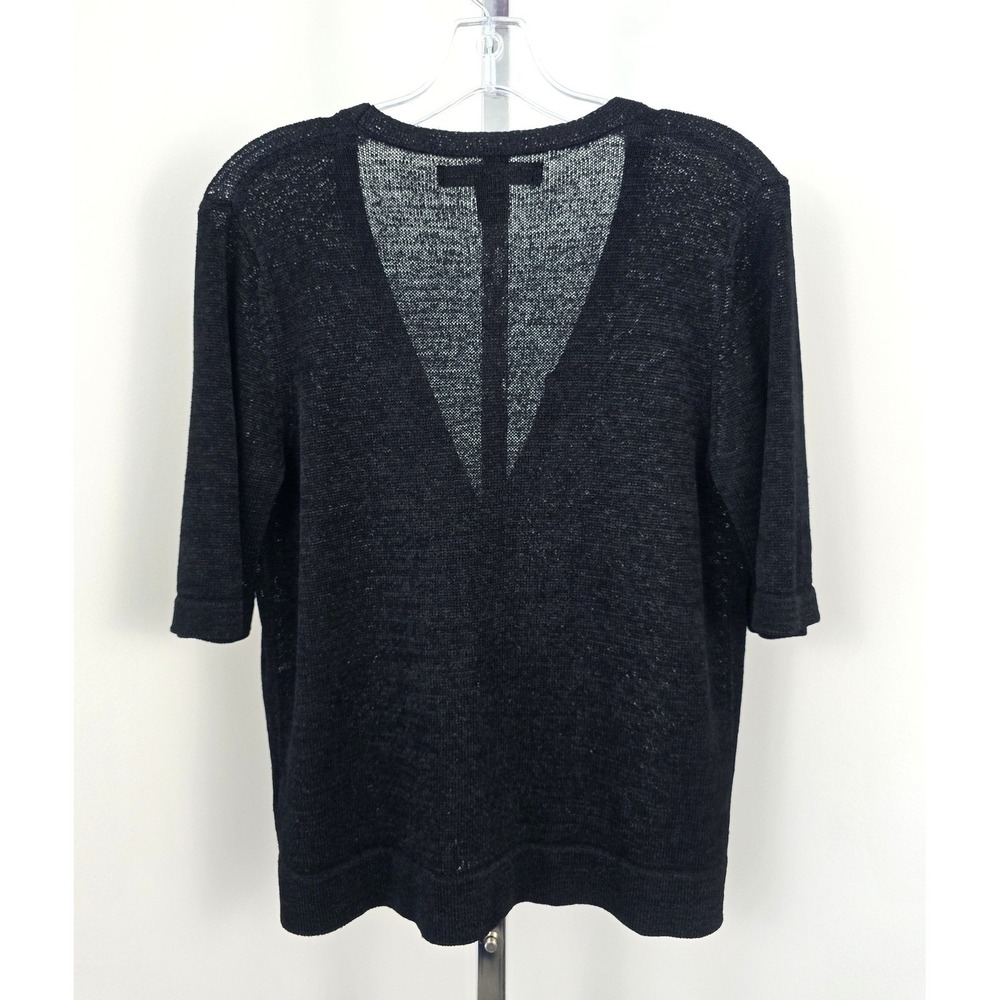 Josephine Chaus Short Sleeve One Button Cardigan Sweater Black M